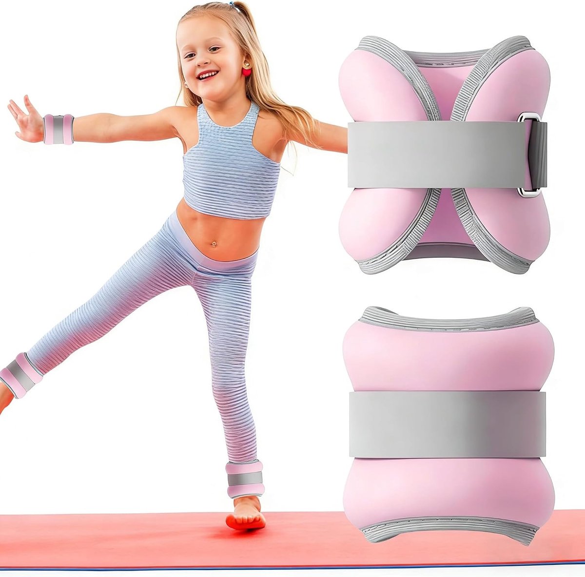 Gewichtsmanchetten voor pols en enkel, 2 x 0,3 kg/paar, verstelbaar voor kinderen en volwassenen, van premium neopreen, voor fitness, yoga, krachttraining, dans