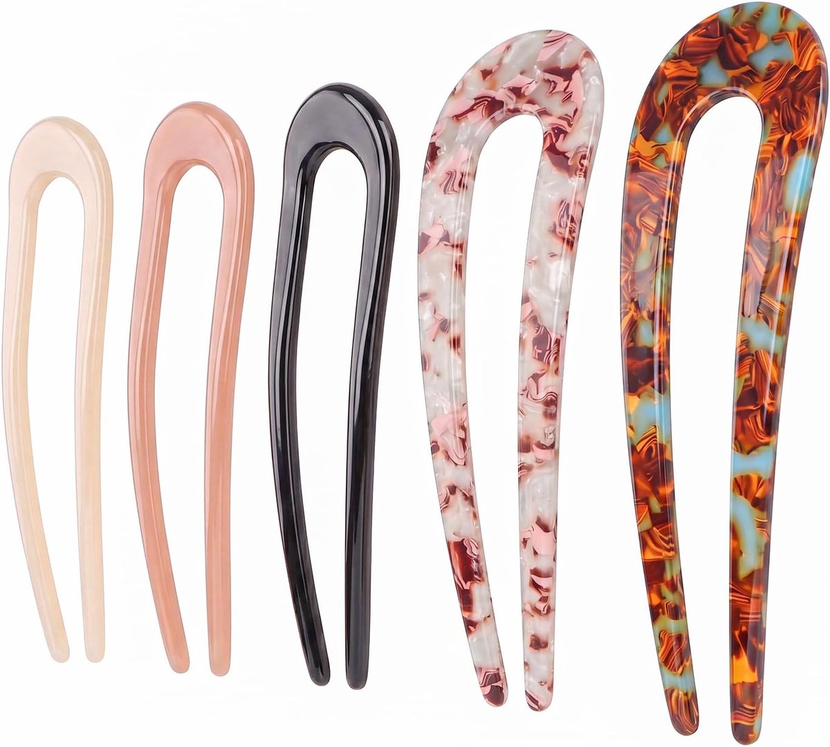Haarspelden voor broodjes, Franse twist haarspelden, U-vormige delicate haarspelden voor vrouwen meisjes haaraccessoires verschillende gelegenheden (5 kleuren)