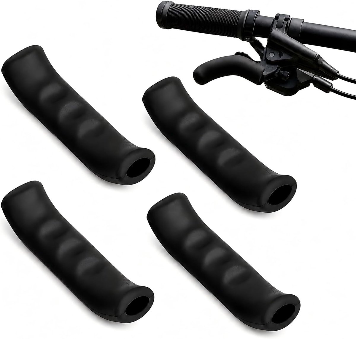 4 Stuks Siliconen Hoezen voor Fietsremhendels, Stroevere Remgreephoezen van 7,8 cm, Beschermhoezen voor Geschikte Remhendels van MTB, Mountainbike, Racefiets, E-Bike en E-Scooter, Zwart (Zwart)