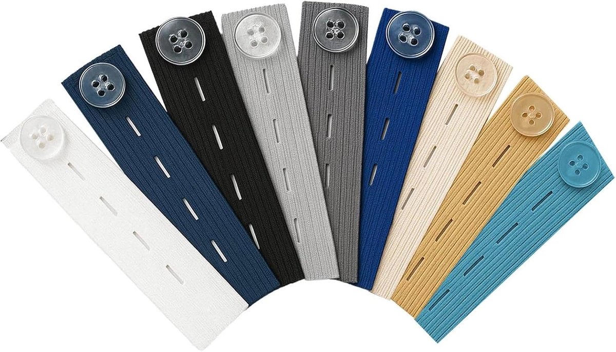 9 stuks broekverlenging voor zwangere vrouwen, elastische tailleverlenging, verstelbare knopen voor broeken en rokken, intrekbare knoop voor jeans voor dames en heren