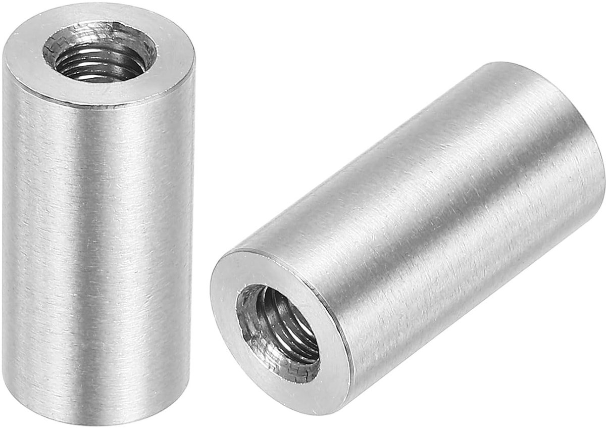 10 stuks moeren ronde stekkers M5, koppelingsmoer roestvrij staal 304 lengte 20 mm moer bout stang huls lengte houder, M5 x 20 x 10 mm