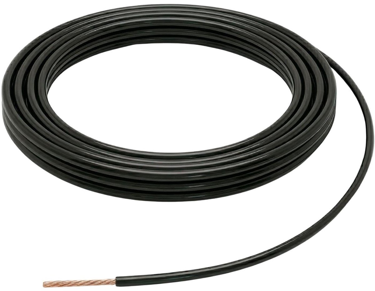 5m FLRY Voertuigkabel 2,5mm² Zwart | Eenaderige gevlochten draad voor auto's | Olie- en brandstofbestendig, vlamvertrager | Laagspanning