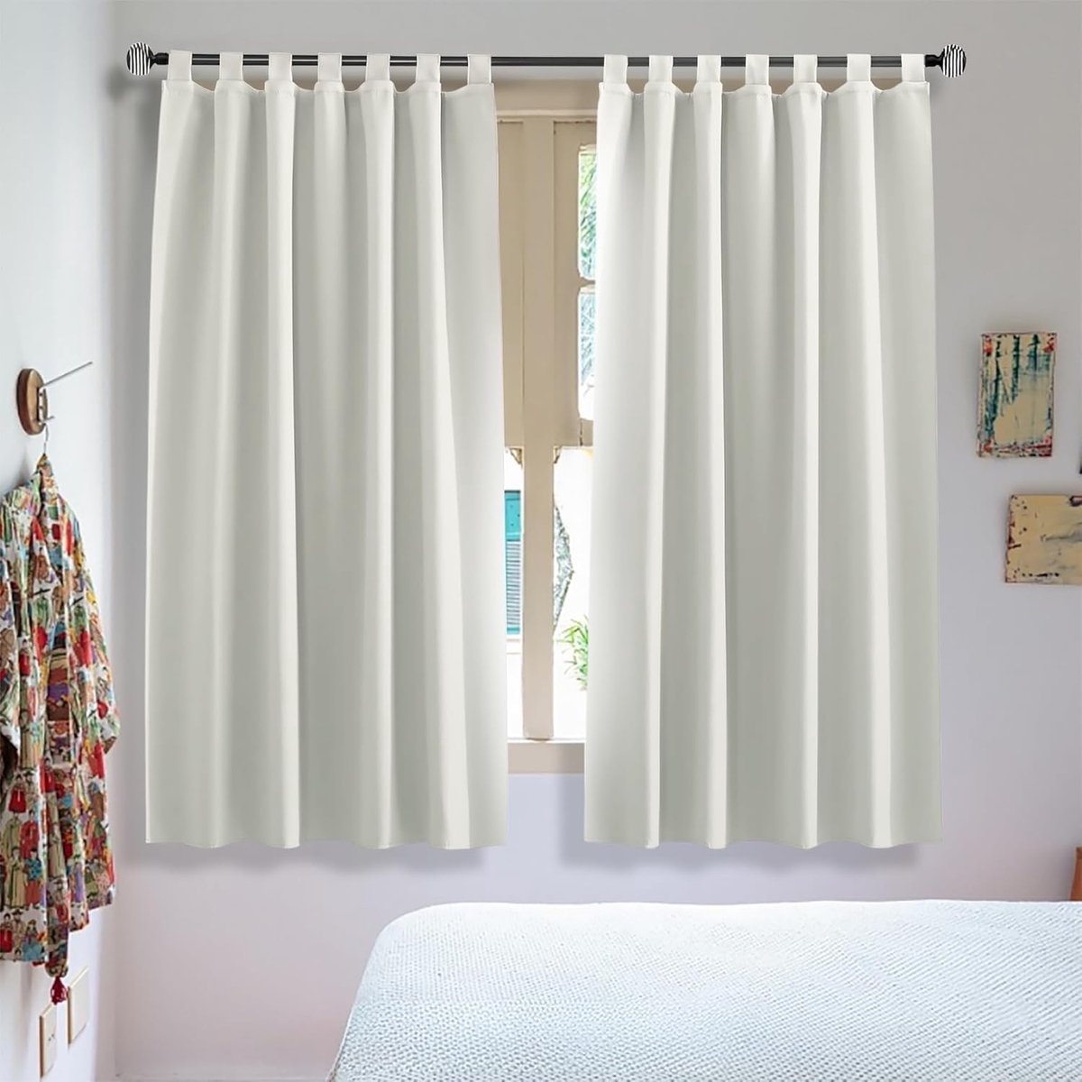 verduisteringsgordijn, kort, keukenraam, gordijnen, ondoorzichtig, slaapkamer met lussen, 1 stuks, 70 x 120 cm (b x h)