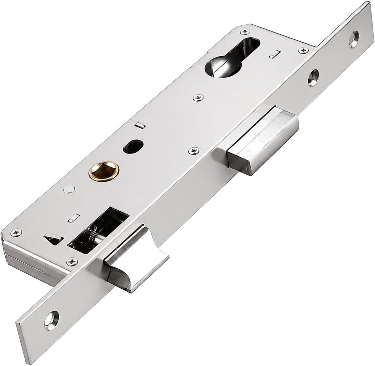 Insteekslot & tuinpoortslot, roestvrij stalen buisframeslot backset 20 mm afstand 85 mm roestvrij deurslot voor metalen deur & hekpoort universeel links/rechts