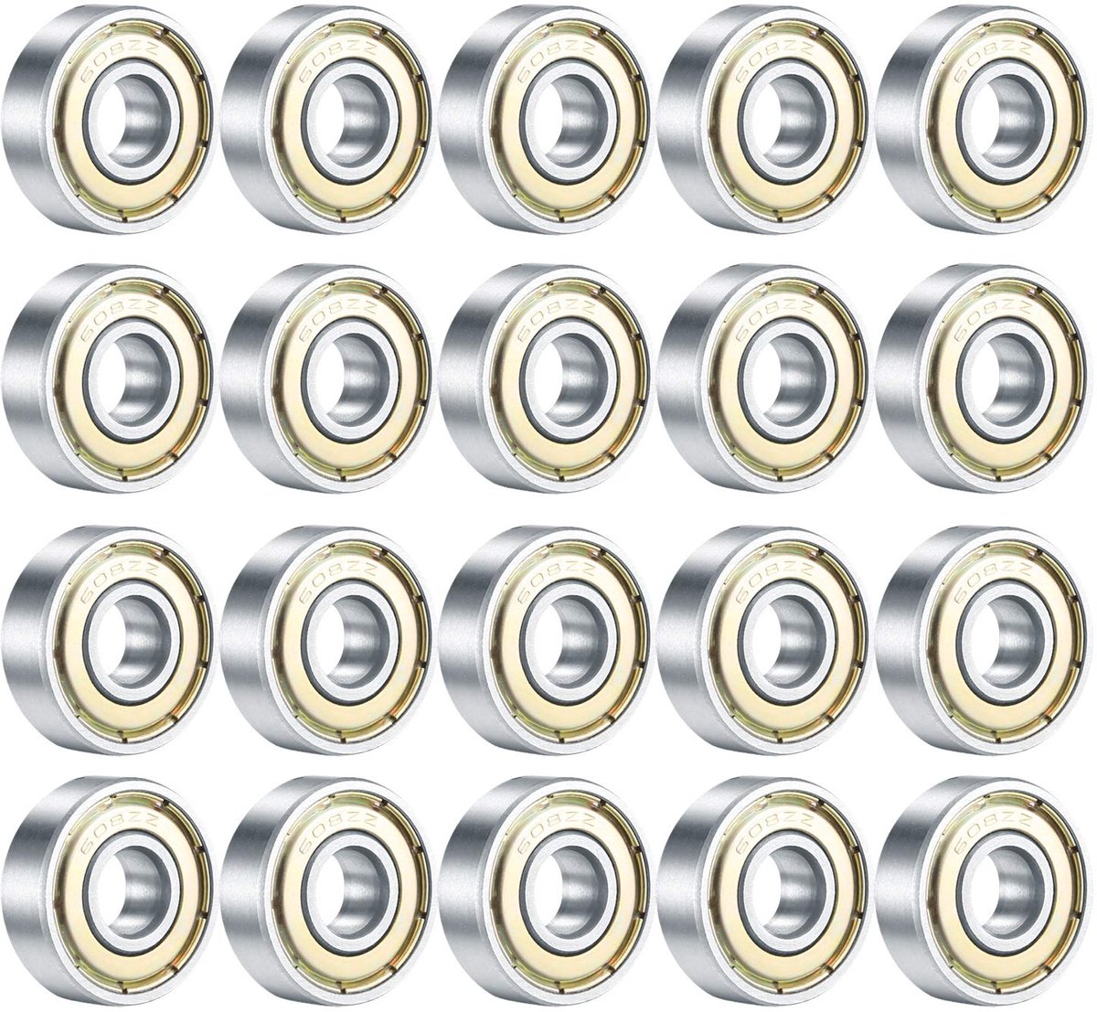 Lagers, rollagers, longboard rollagers, dubbele afscherming, miniatuurkogellagers, metaal, voor schaatsen, skateboard, 8 x 22 x 7 mm