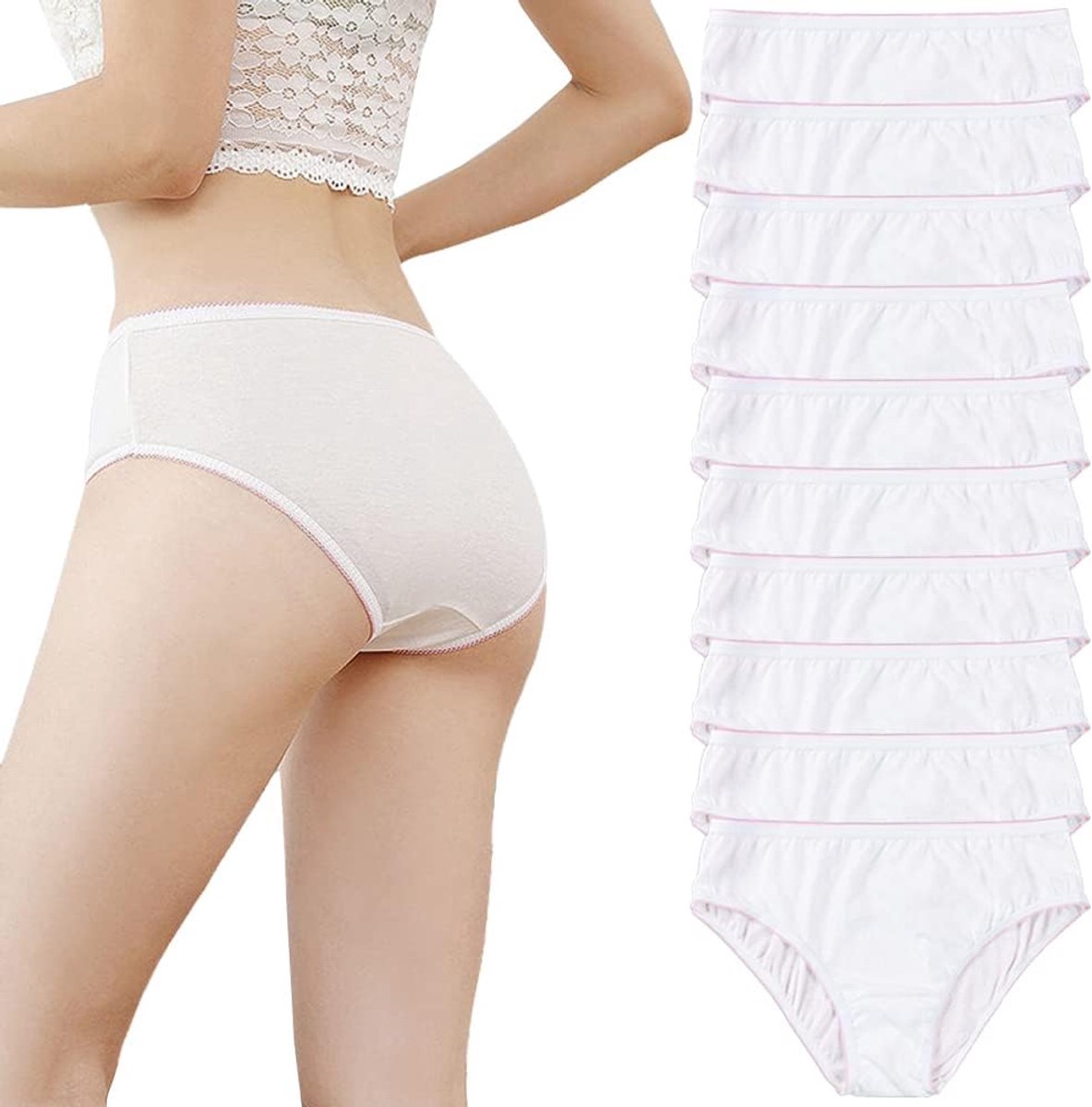 10 Stuks Dames Wegwerp Onderbroeken Katoenen Vrouwen Disposable Slips Postpartum Zwangerschap Slipjes Voor Ziekenhuis Moederschap Menstruatie Reis Hotel Spa Multipack