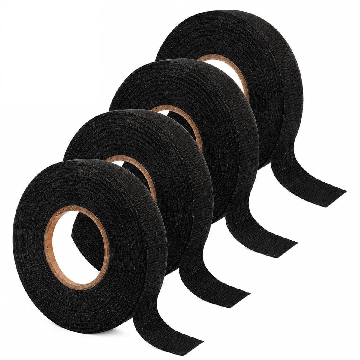 4 stuks Scotch stof, zwart, 19 mm x 12 m, isolatietape voor kabelbundels, elektricien, zwart, veelzijdig