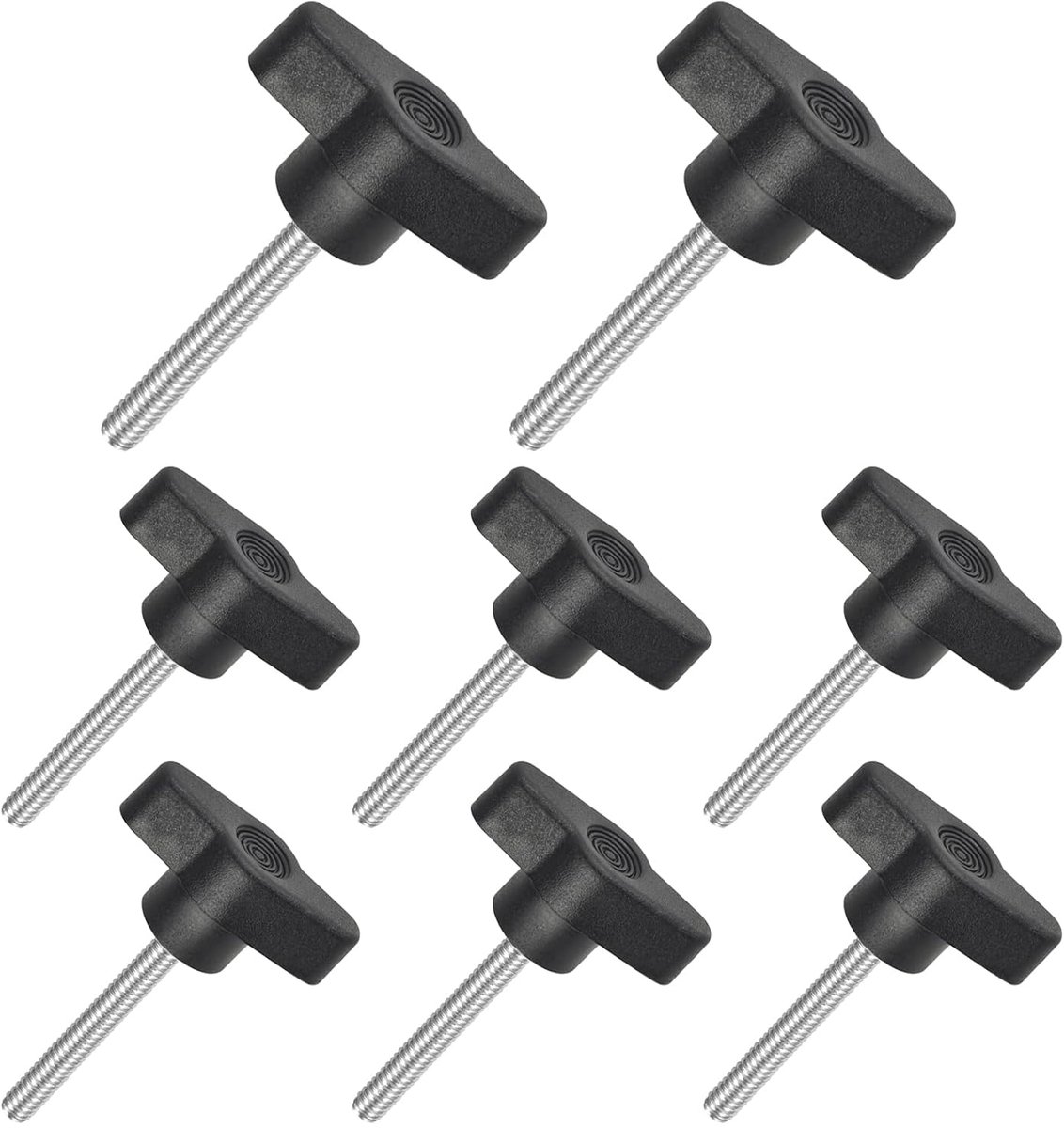 vleugel knoppen met kartelschroeven, klemschroef knop sterschroef, T-vormige kartelschroeven schroefdraad ster handknop vastzetschroef, zwarte handgreep (8, Zwarte, M5*40mm)