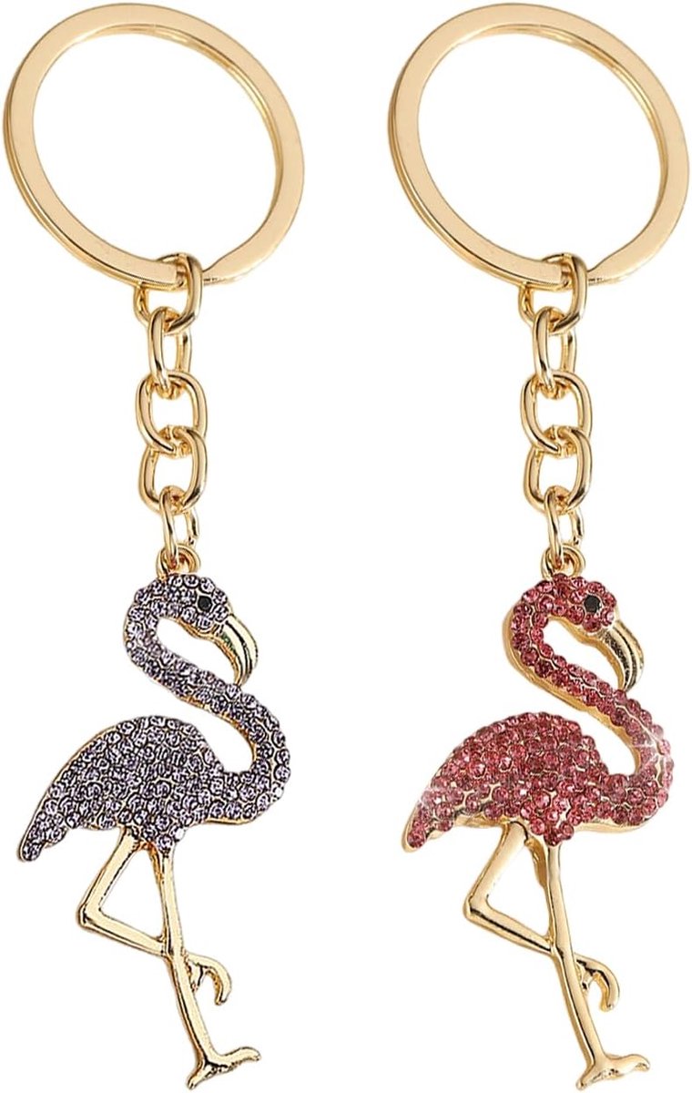 2 Stuks Flamingo Rhinestone Hanger, Flashing Flamingo Sleutelhanger, Rugzak Decoratie Hanger, Autosleutel Hanger.