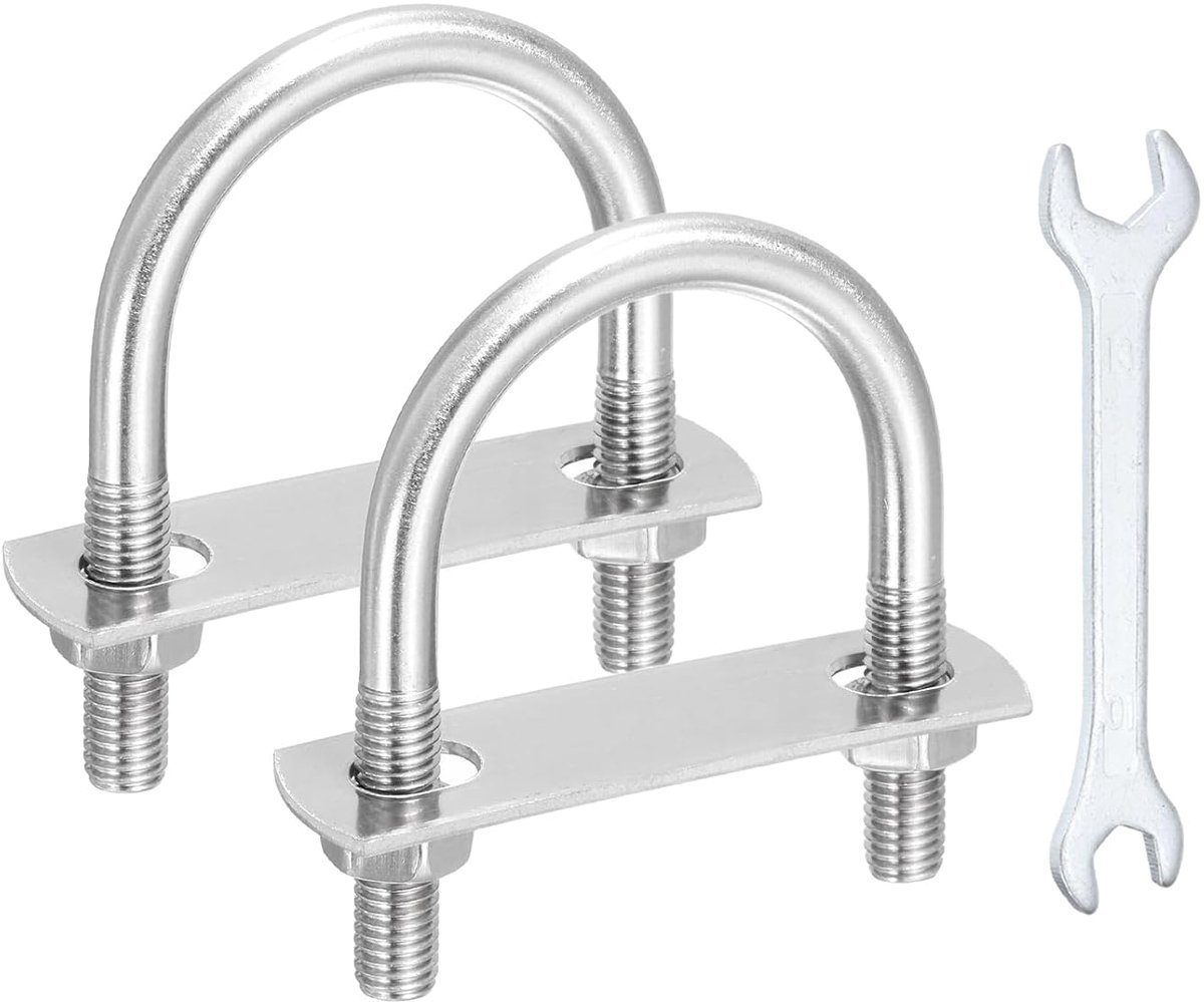U-bouten M8 binnenbreedte 48 mm lengte 73 mm U-bouten van roestvrij staal 304 met moeren sluitringen en sleutel voor aanhangers boten assen zeil