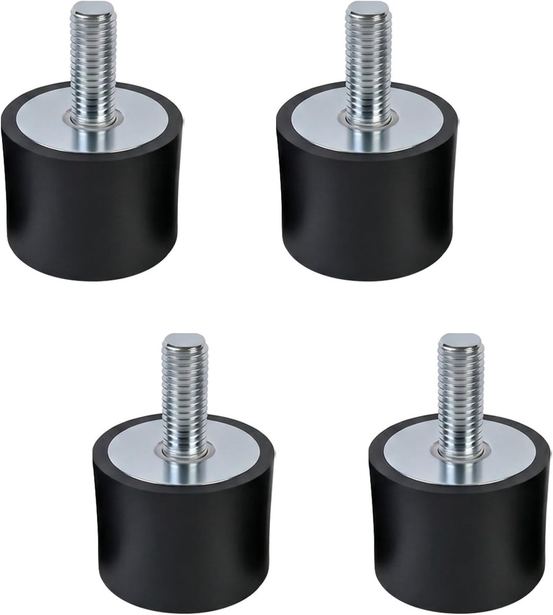 4 stuks VD rubberen buffers M10 x 25, 40 x 30 mm trillingsdemper M10, cilindrische rubberen trillingsdemper, anti-vibratie Silentblok, rubberen blok voor luchtcompressoren, waterpompen, roestvrij en
