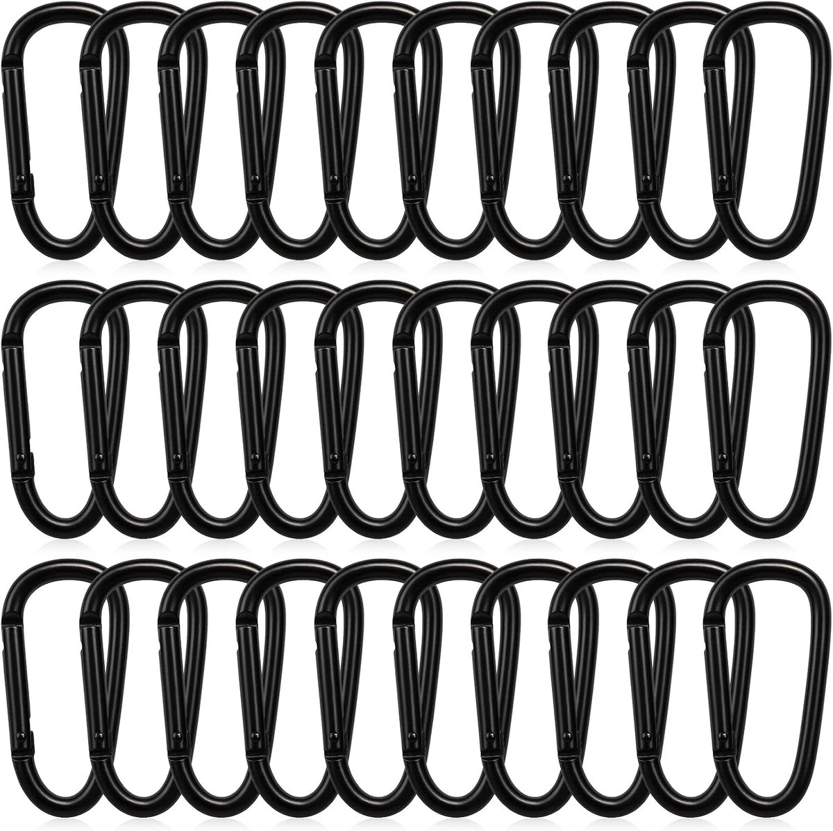30 stuks aluminium karabijnhaken, 4,5 x 2,4 cm, mini-karabijnhaken, D-vorm, compact, licht, voor rugzak, reizen, kamperen, outdooractiviteiten