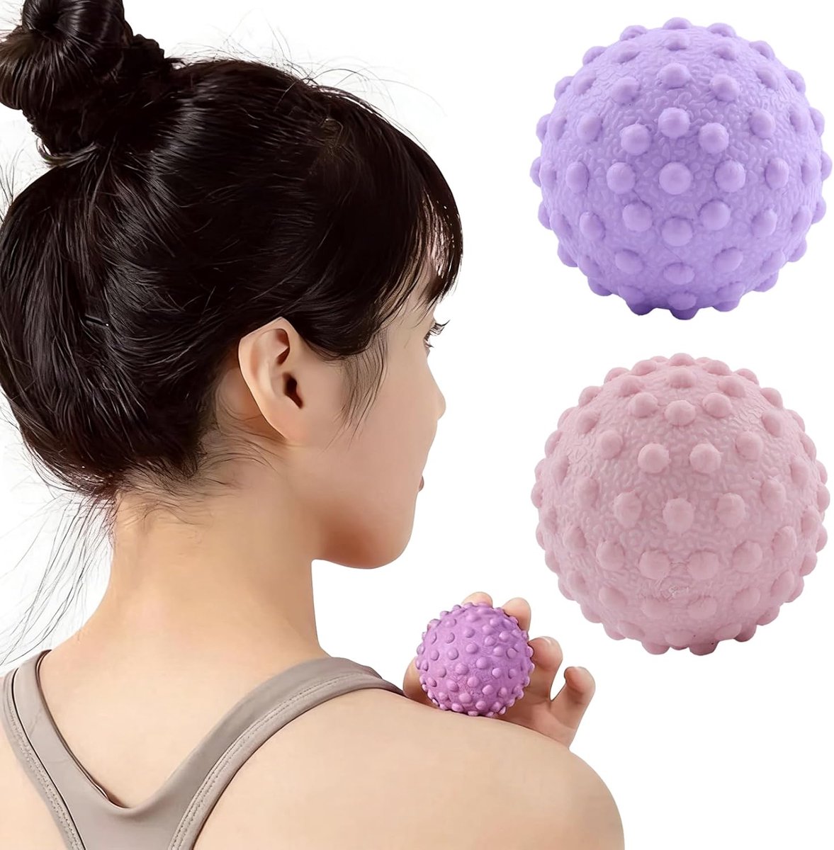 set met 2 massageballen, antislip, halfstijf, massagebal voor het hele lichaam, Spiky Trigger Point Ball voor revalidatie