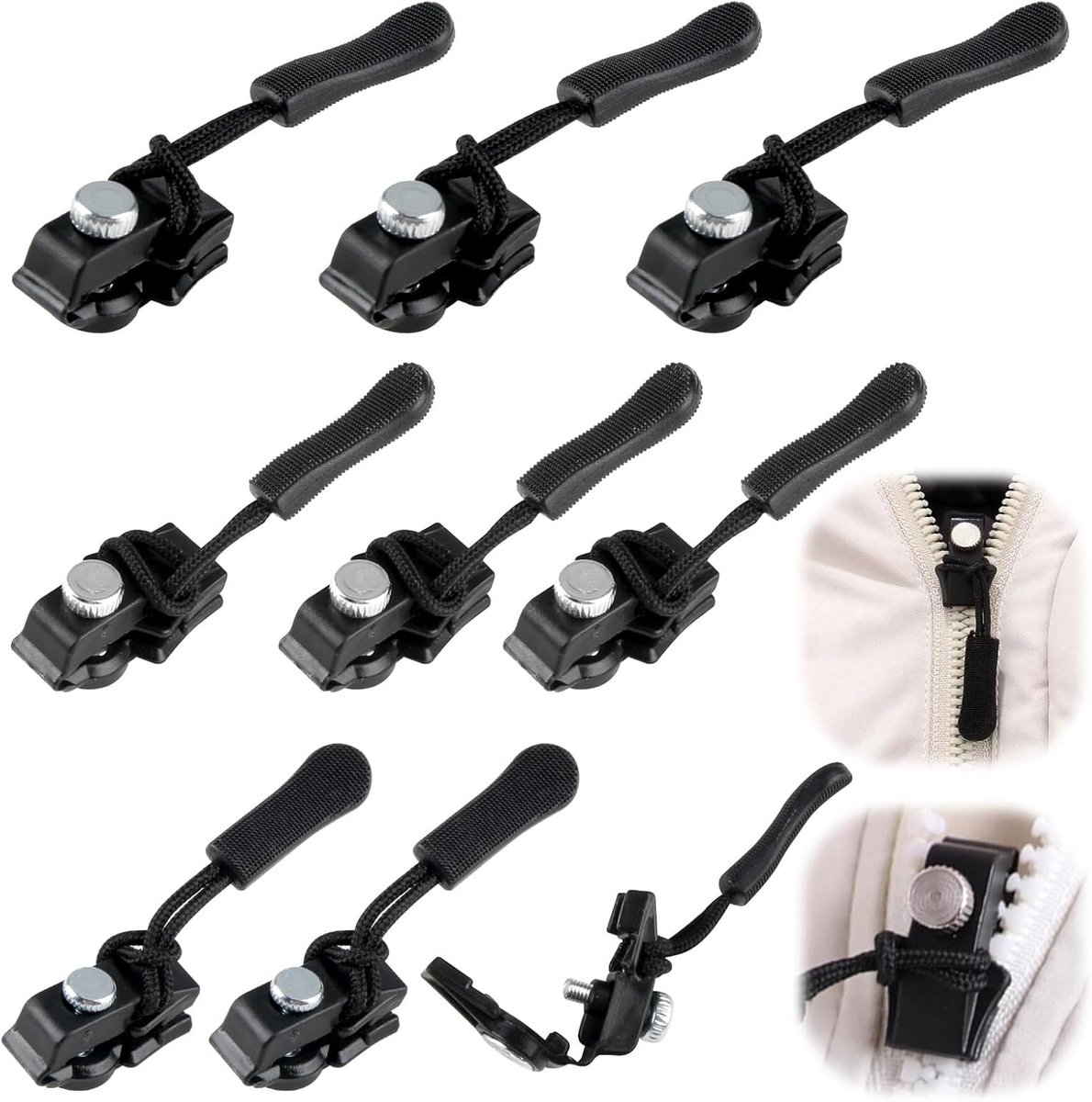 9 stuks reparatieset met ritssluiting - Instant Fix vervangingsset met 3 maten #3 #5#7#8#10 voor bagage, rugzakken, jassen, jeans - verlenging en bevestiging, geen gereedschap nodig