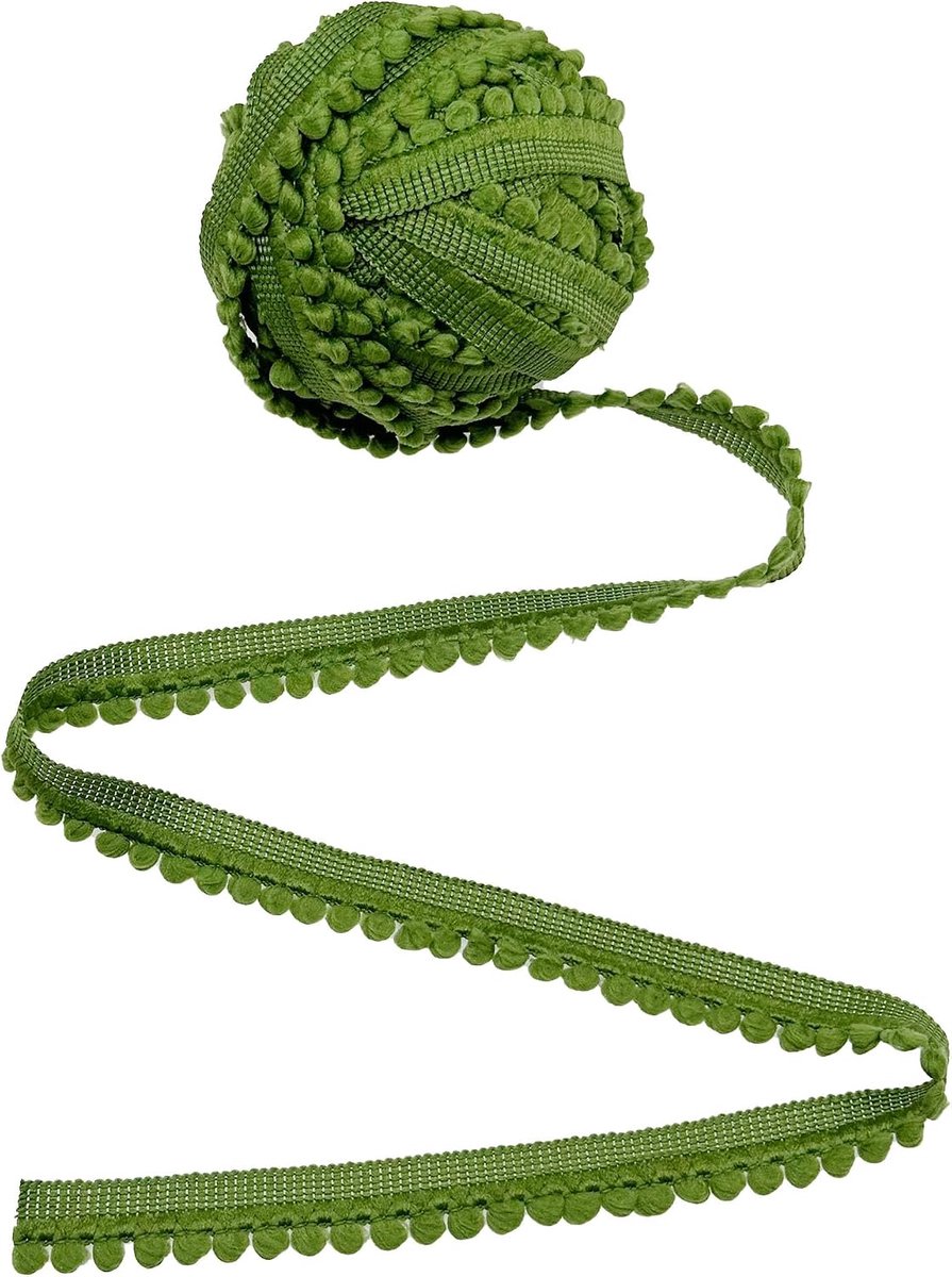ballen, franjes, franjes, franjes, pompons van kant met pompon om te naaien, knutselen, party, decoratie, 15 mm, donkergroen
