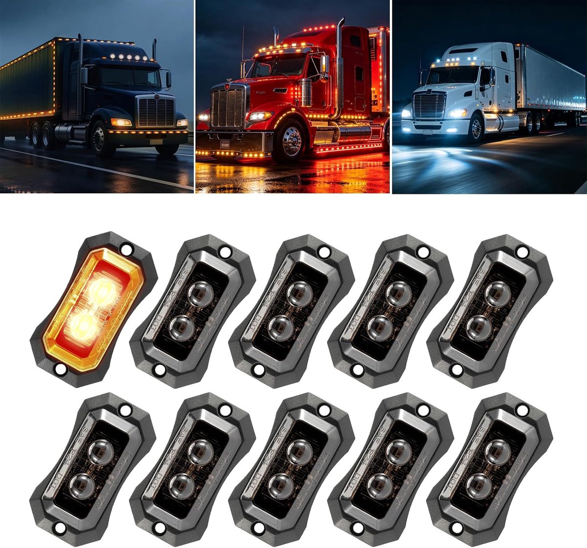 Begrenzingslichten aanhanger, zijmarkeringslichten met 2 lampen 12V-24V waterdicht machinale stijl voor caravan vrachtwagen caravan aanhanger als positielicht universeel (geel)