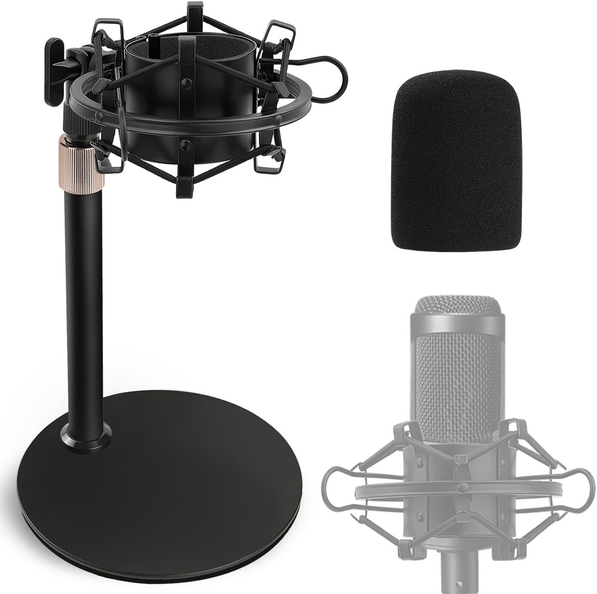 tafelmicrofoonstandaard met stootvaste houder en voorruit van schuimstof voor Audio Technica AT2020 AT2020USB + AT2035 ATR2500 condensatormicrofoon