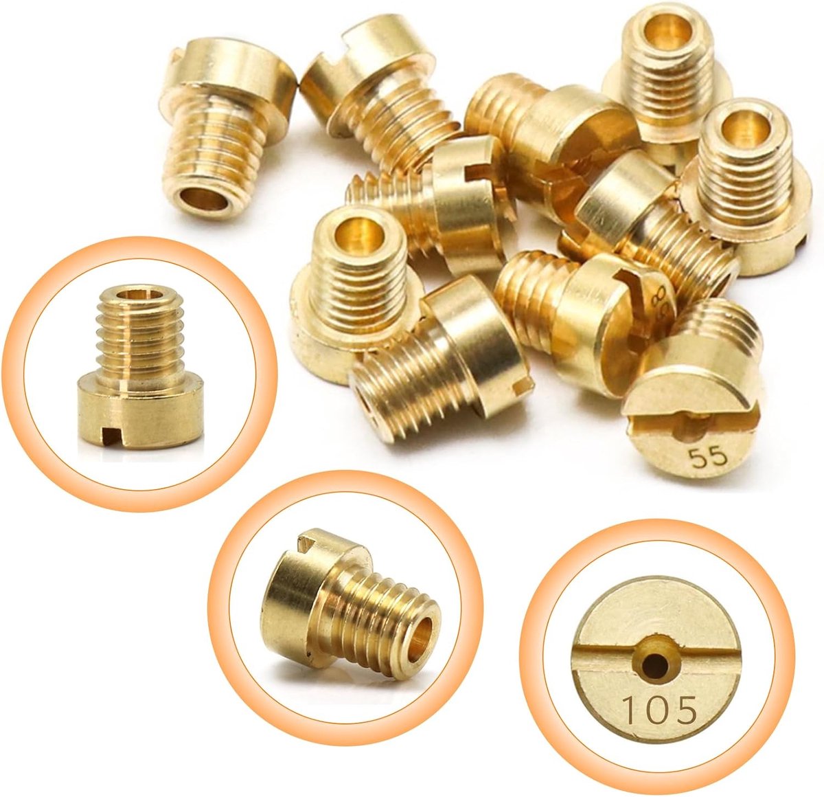 Sproeiers, carburateur hoofdsproeierset, carburateursproeiers M4 (55/60/65/70/75/80/85/90/95/100/110/115/120/125/130/135/140/145/145/145/145/145/20/130/135/140/145/14150