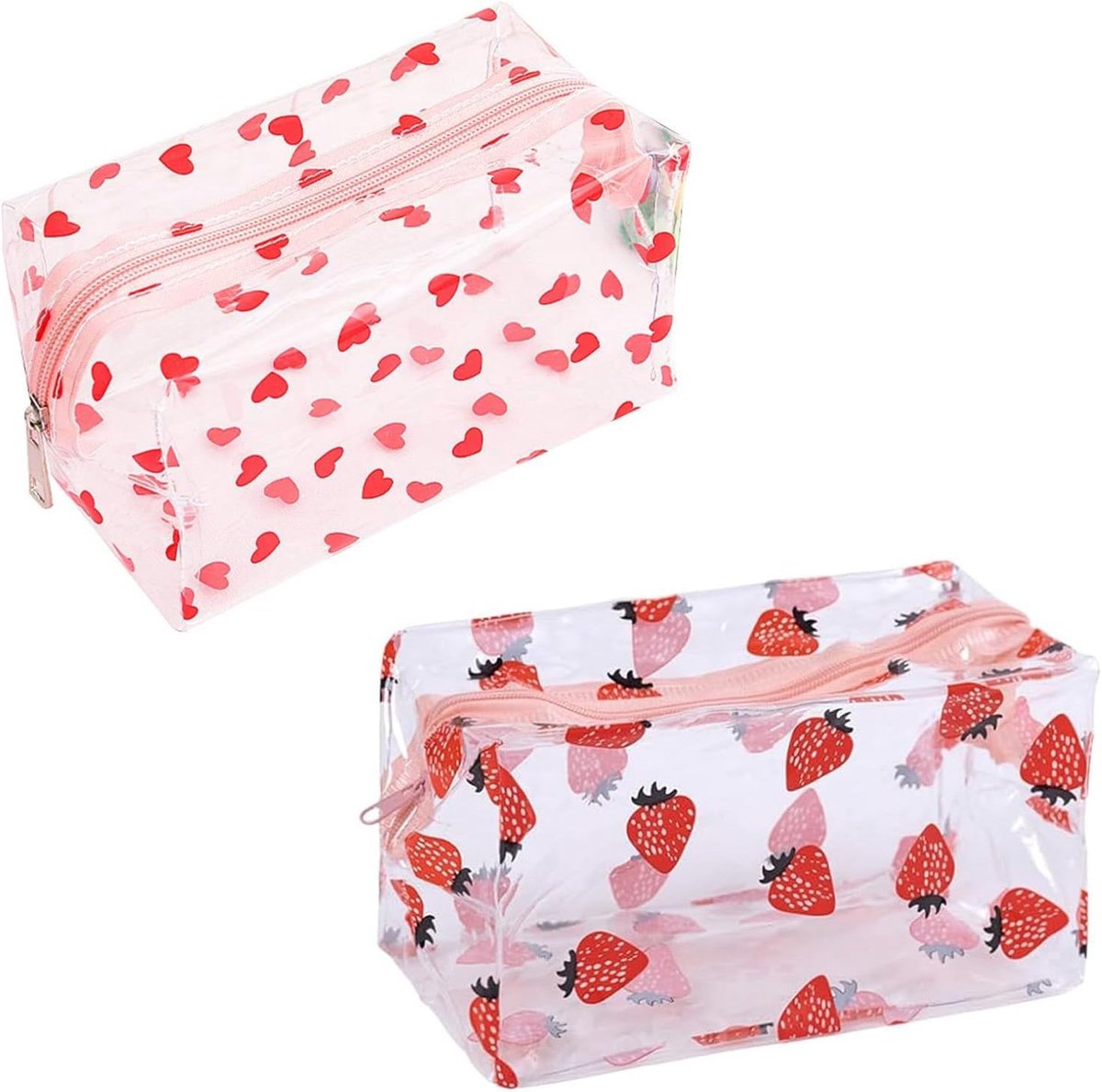 2 stuks transparante make-uptas, toilettas voor reizen, toilettas, transparant, vliegtuigtas, make-uptas met ritssluiting, reisset, make-uptas voor cosmetica, dames en heren