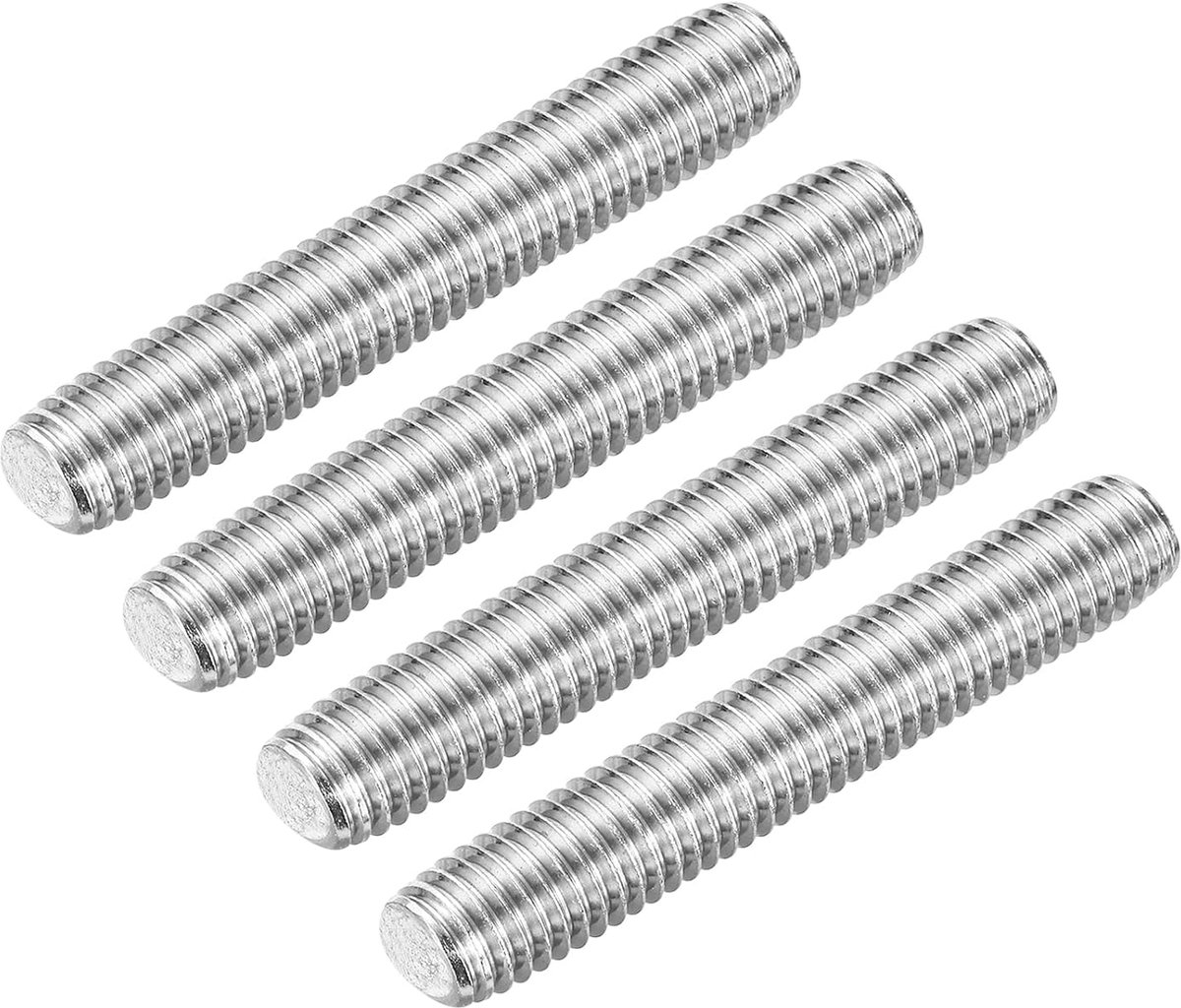 4 stuks schroefdraadstang 1/2"-13 UNC x 2,99 inch schroefdraadstaaf roestvrij staal 304 schroefdraadbouten, metrische volledige schroefdraadstang V2A schroefbout voor meubels machines