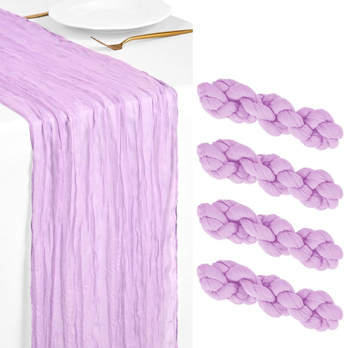 4 Pack Paars Kaasdoek Tafelloper 45x275cm Boho Gaas Kaasdoek Tafelloper Wasbaar Romantische Rustieke Tafeldecoratie Voor Bruiloft Feest Verjaardag Vakantiehuis