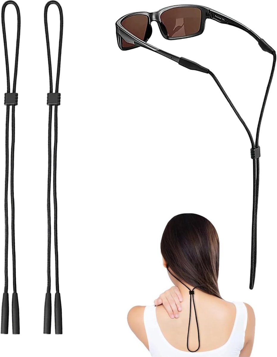 Brillenband – Nylon Brillenkoord met Antislip Siliconen Uiteinden – Veilige Brillenhouder voor Leesbril en Zonnebril – Comfortabel en Lichtgewicht – Zwart