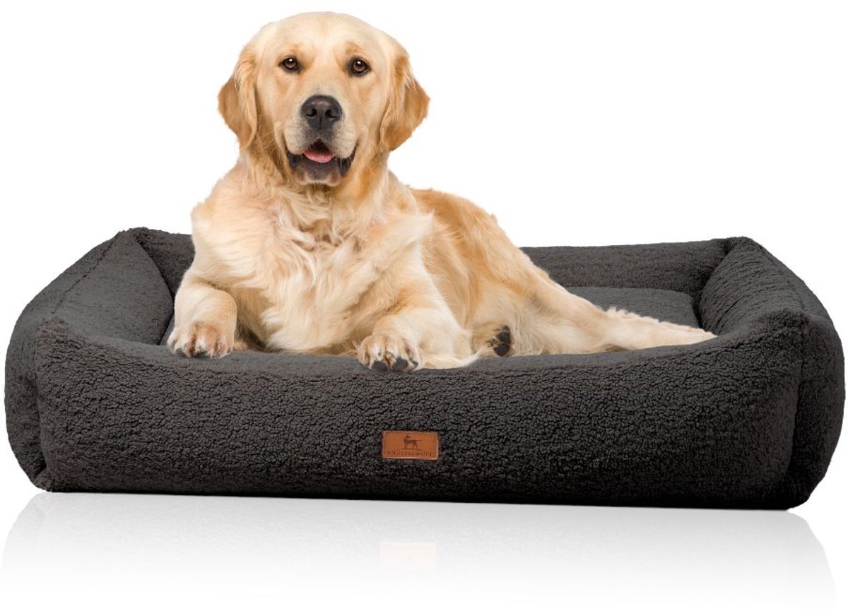 Knuffelwuff orthopedisch hondenbed Matteo met traagschuimvlokken van knus teddy-materiaal XXL 120cm x 100cm Bruin