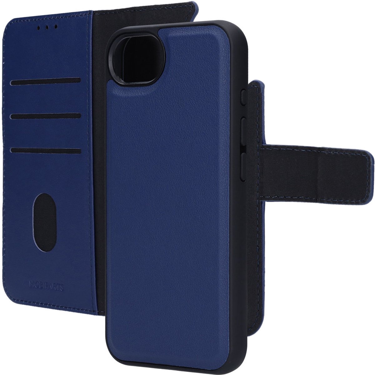 Mobiparts Telefoonhoesje geschikt voor Apple iPhone 17e Hoesje Echt Leer | Mobiparts Uitneembare 2in1 Bookcase Portemonnee | Pasjeshouder voor 3 Pasjes | Telefoonhoesje voor Pinpas / OV Kaart / Rijbewijs - Blauw
