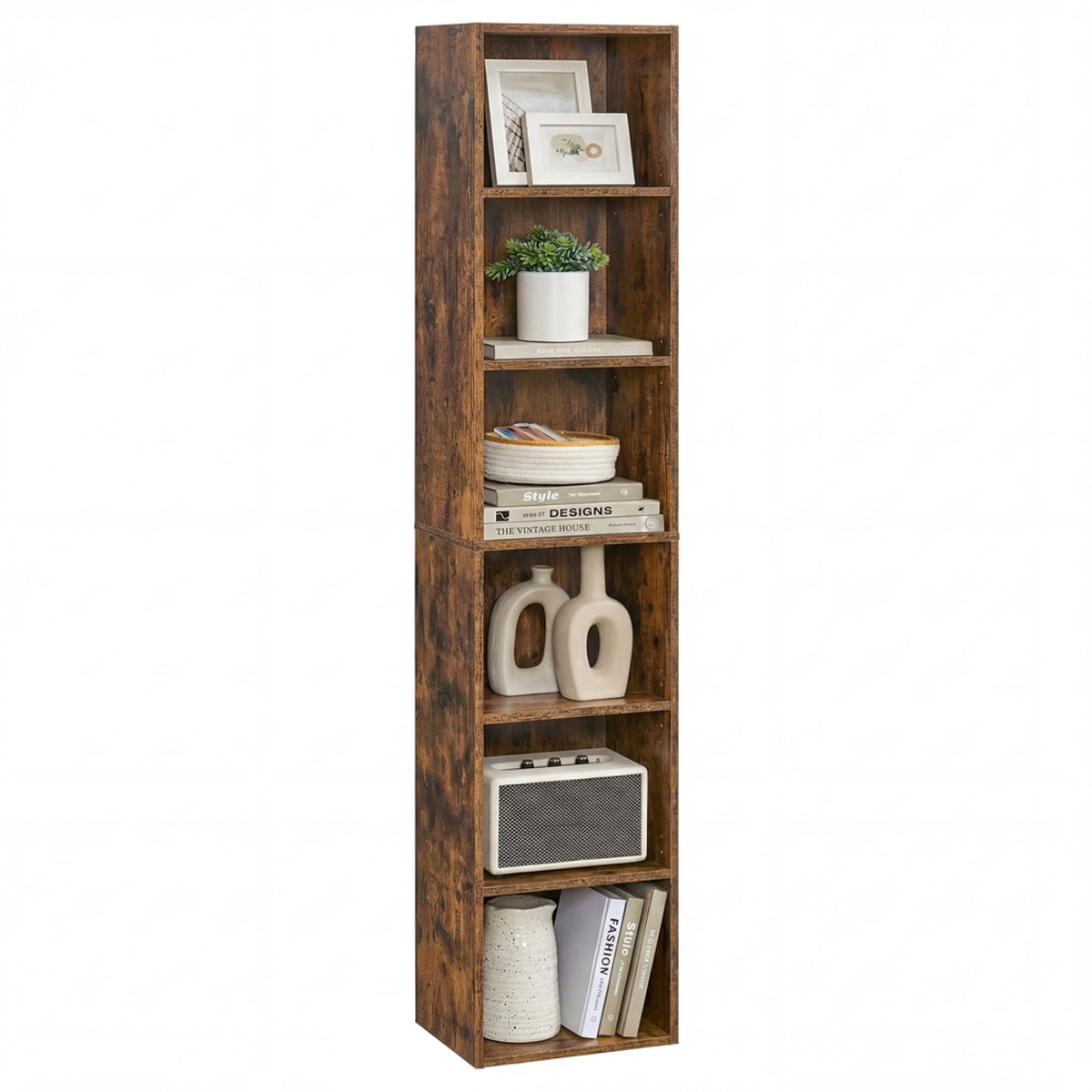 Vintage bruine boekenkast met 6 planken – 24x30 – 2x160 – 7 cm – Vintage Bruin