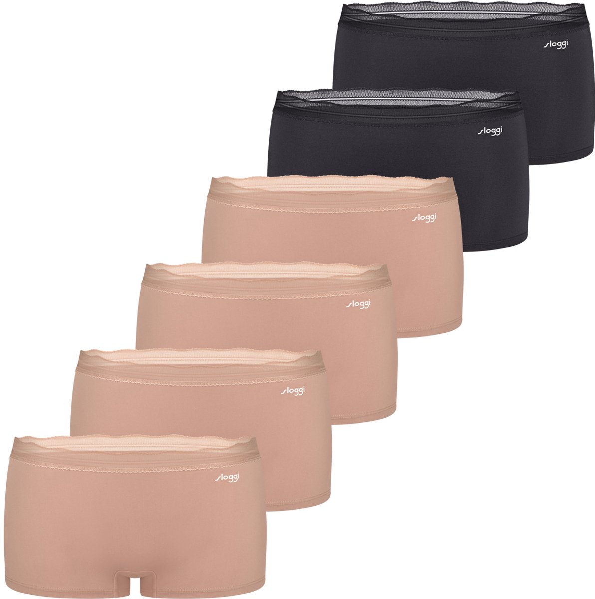 sloggi Dames shorts slip 6 pack Go Blush