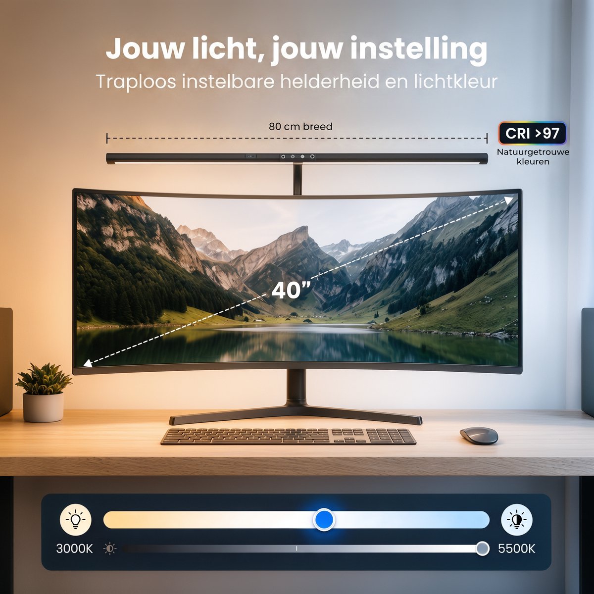 Sencision Bureaulamp LED Dimbaar met Afstandsbediening - 3000 K tot 5500K thumbnail 4