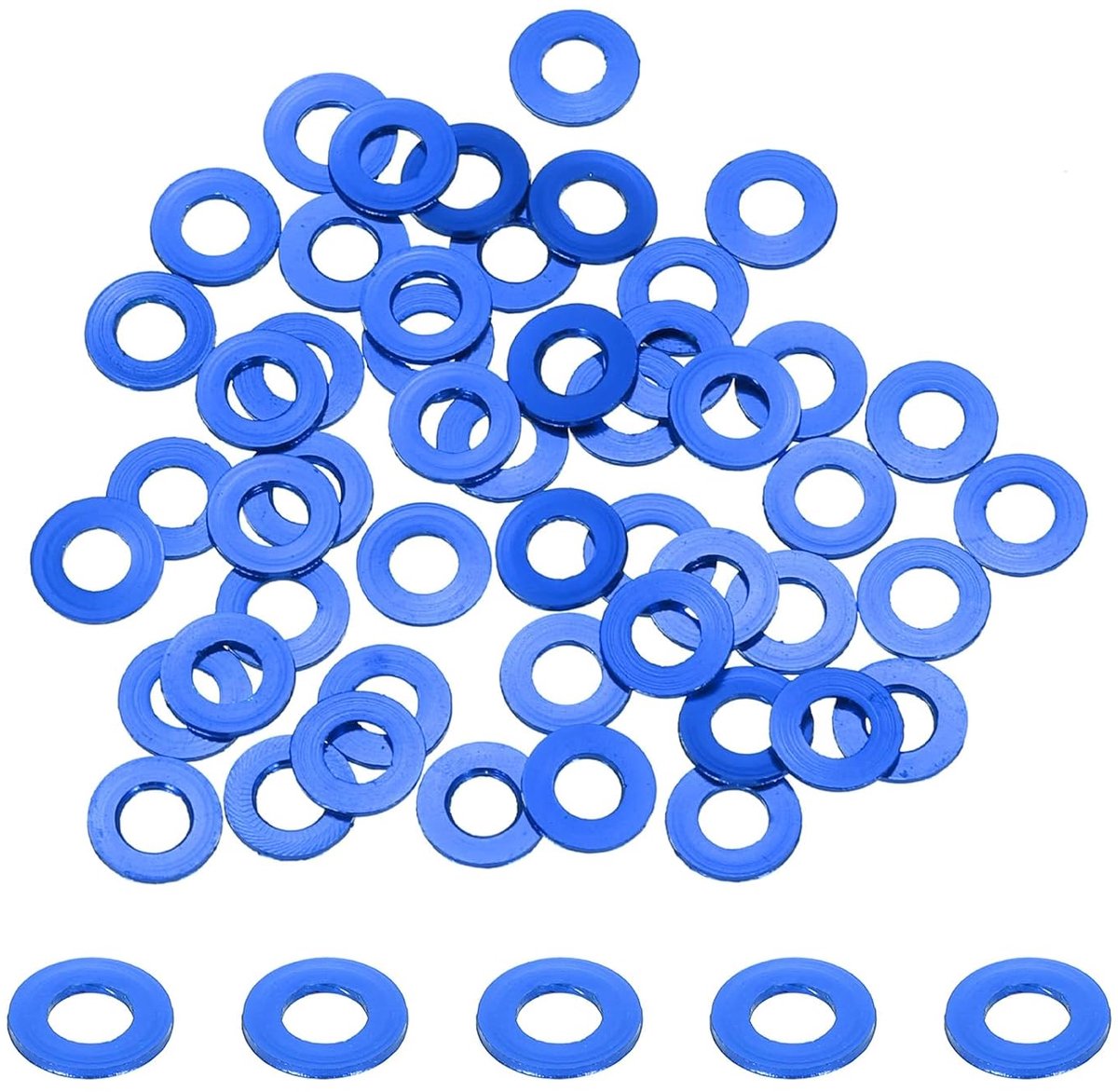 Platte sluitringen van aluminium, geanodiseerd, gatdiameter 3 mm/0,12, ronde sluitringen voor RC/FPV/PC/mechanische drones, modelonderdelen (marineblauw)