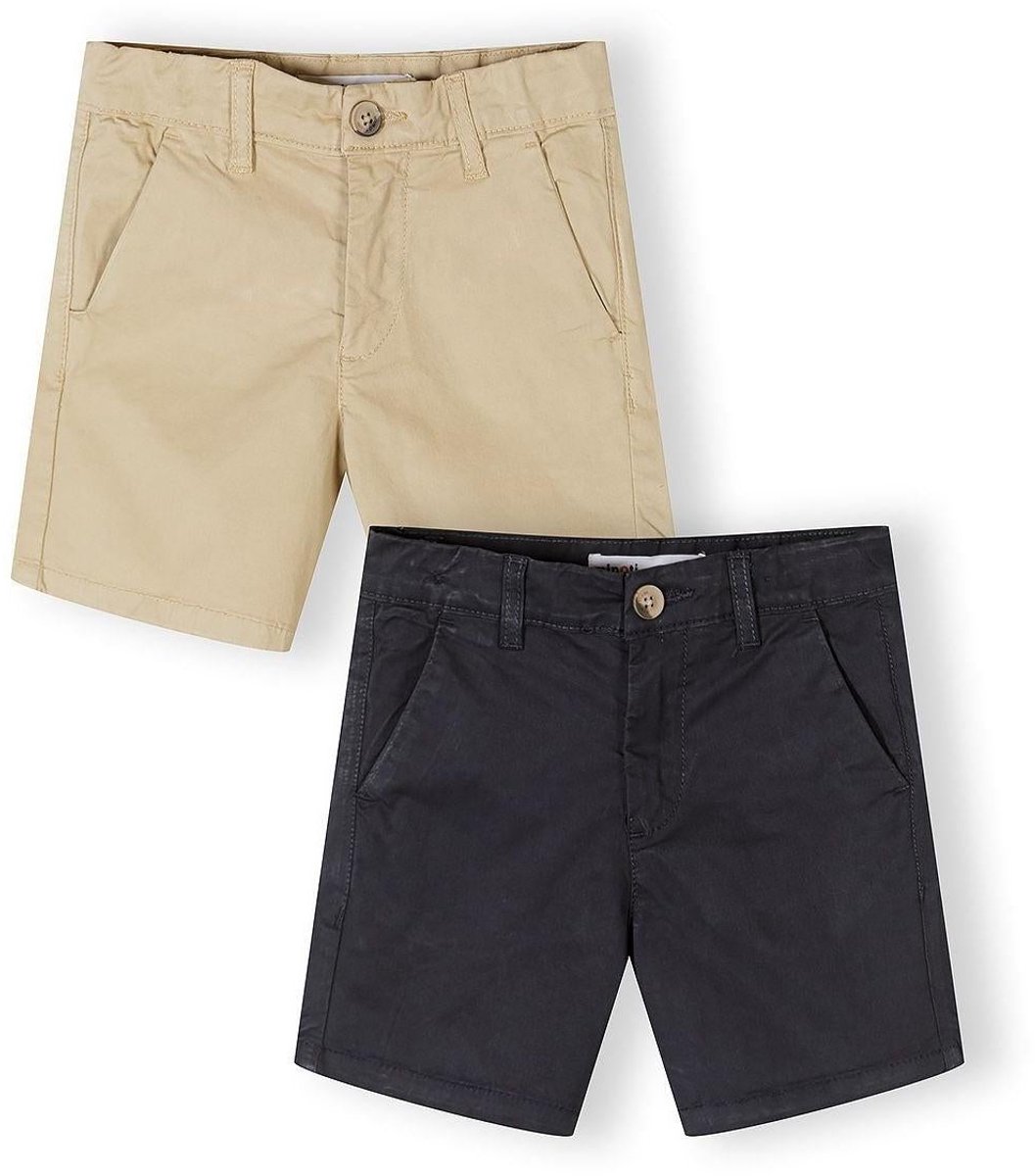 Minoti 2-pack korte broek jongens chino - katoen - grijs