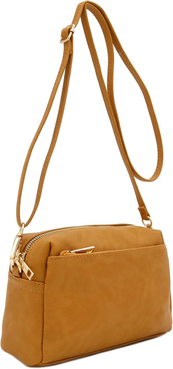 Kleine crossbodytas met drievoudige rits