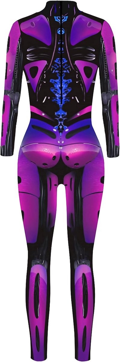 Halloweenkostuum damesskelet, cosplay, catsuit, overall, botten, carnaval, S, M, L, XL