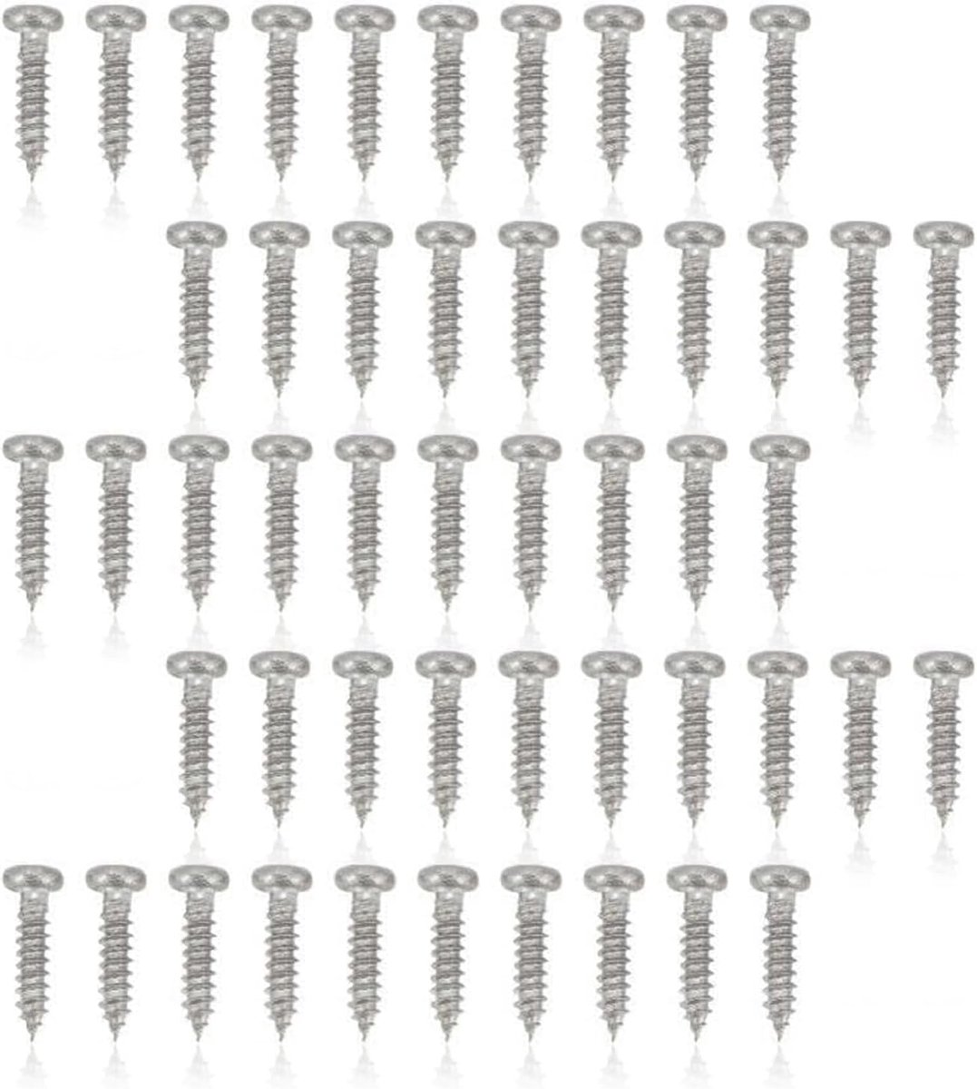 50 stuks Gitaar Montage Schroef, Duurzaam Chrome Montage Schroeven voor Gitaar Machine Heads Stemsleutels Tuners(Zilver)