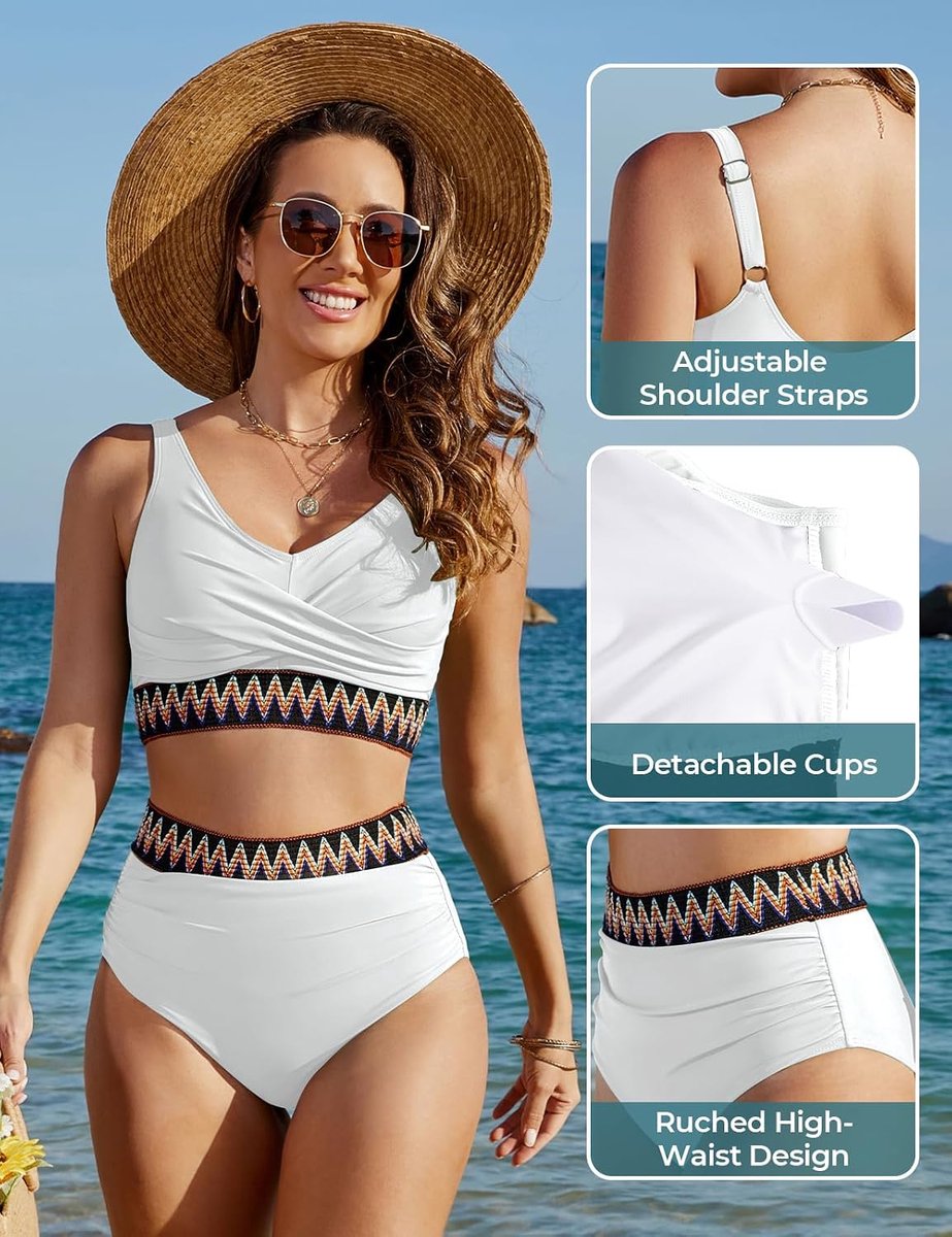 dames set hoge taille buikweg badpak tweedelig sexy V-hals push-up bikini kleurrijk gestreept badmode grote maten strand zwembad bikini