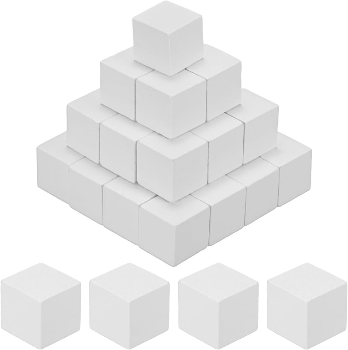 Houten kubus, 1,5 cm gekleurde blokken van natuurlijk hout voor knutselen, puzzelspelletjes, bruiloft, woondecoratie, dobbelstenen, gebouw, vierkant blanco blok, wit