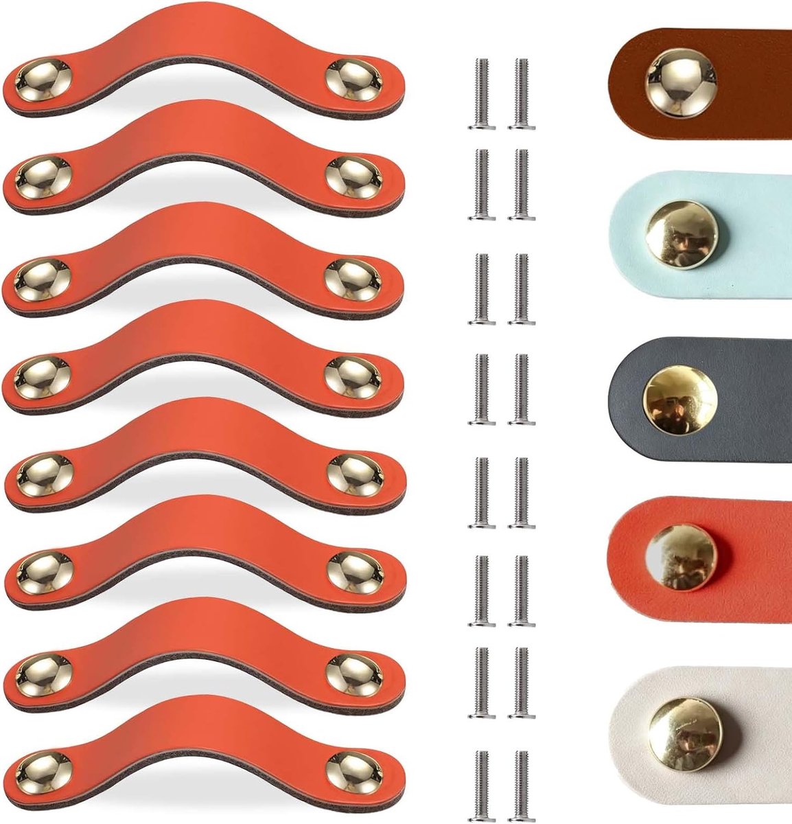 handgrepen voor meubels 8 stuks handgemaakte handgreep meubelknoppen 146 mm | Lederen voorgeboorde kastgrepen, zacht leer, voor kledingkasten, laden, kastdeuren