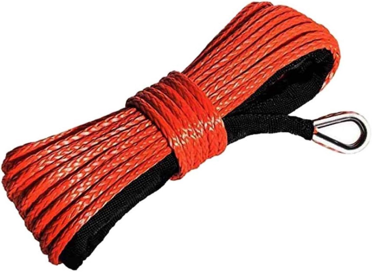 Synthetische liertouw, 1/4 "x 50' synthetisch liertouw met schede voor ATV, UTV, SUV, vrachtwagen, boot, rood, grijs, blauw, 7200 lbs