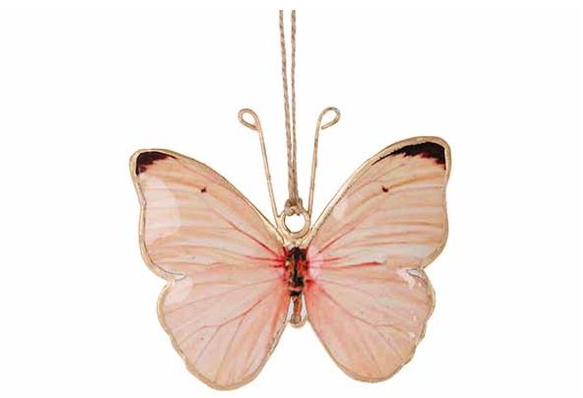 Hanger Vintage Butterfly Roze 10x,5xh8cm Emaille