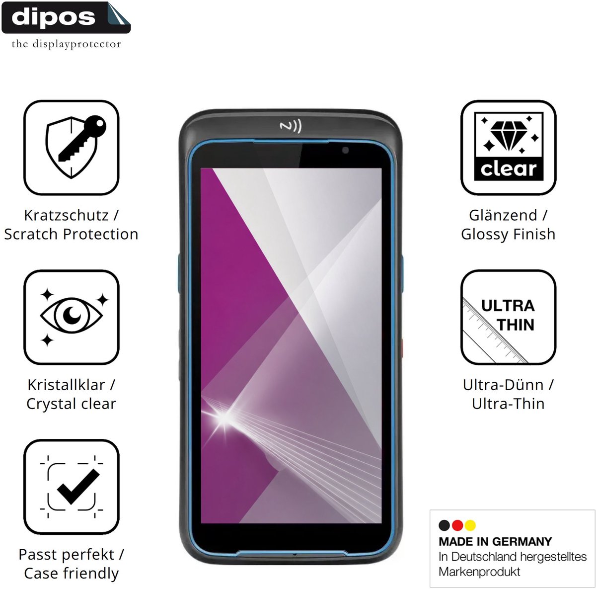 dipos – 4x Beschermfolie geschikt voor Conker SX51 | Krasbestendige & heldere Screenprotector Ultra-Thin