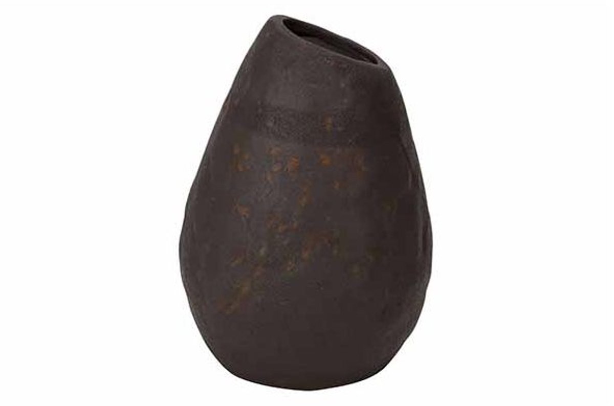 Vaas Antique Finish Zwart 14x14xh21cm La Ngwerpig Aardewerk