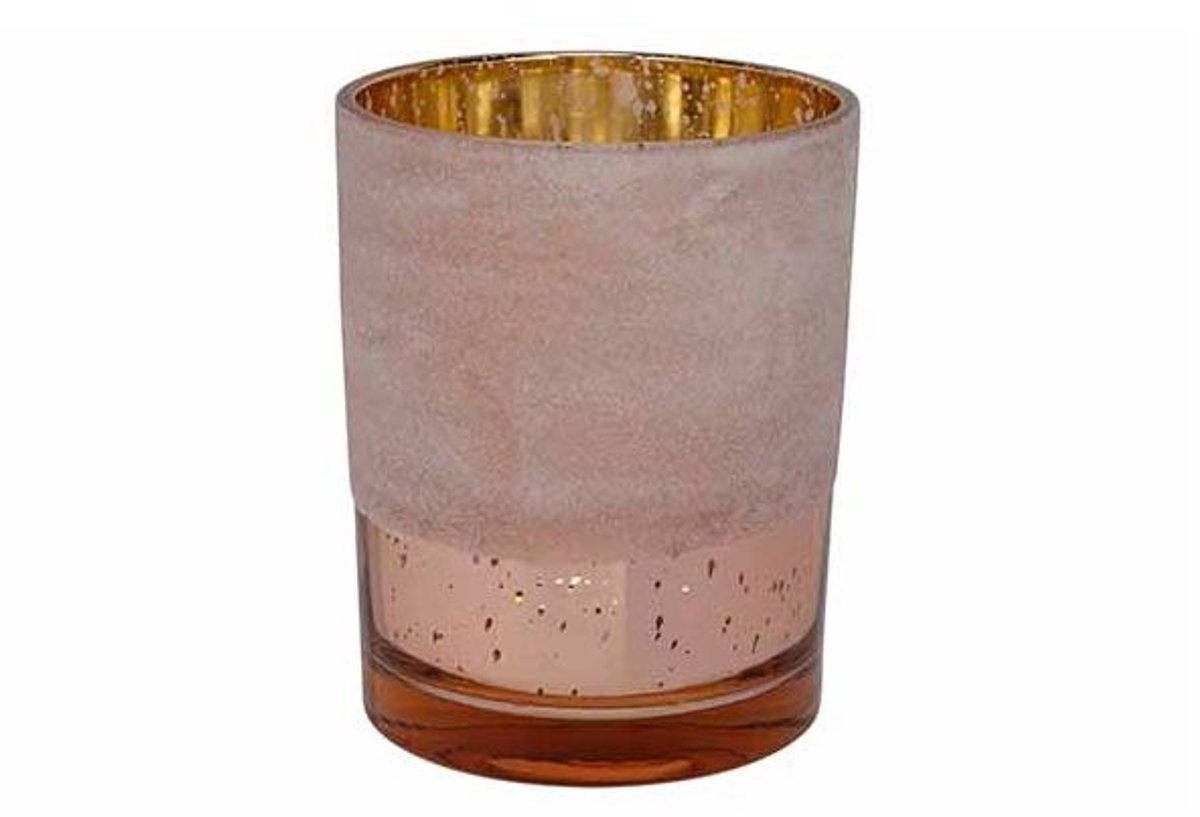 Theelichthouder Beads Roze 10x10xh12,5cm Glas