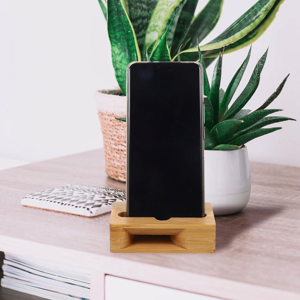SnelShoppen - Bamboe Luidsprekerversterker voor Mobiele Telefoon, Houten Telefoonstandaard, Passieve Geluidsversterker zonder Stroom, Ideaal voor Bure — cadeau in Gadgets - foto 4