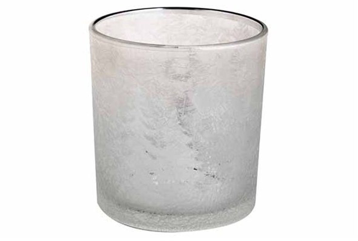 Theelichthouder Cracke Trees Zilver 7x7x H8cm Glas
