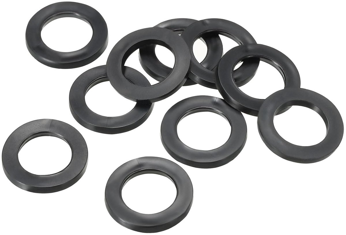 Platte sluitringen, verpakking van 40 stuks, 15 mm ID, 23 mm AD, 2,5 mm dik, afdichtring, afdichtringen, sluitringen voor kraan, buizen, waterslang, bevestigingsbouten, zwart