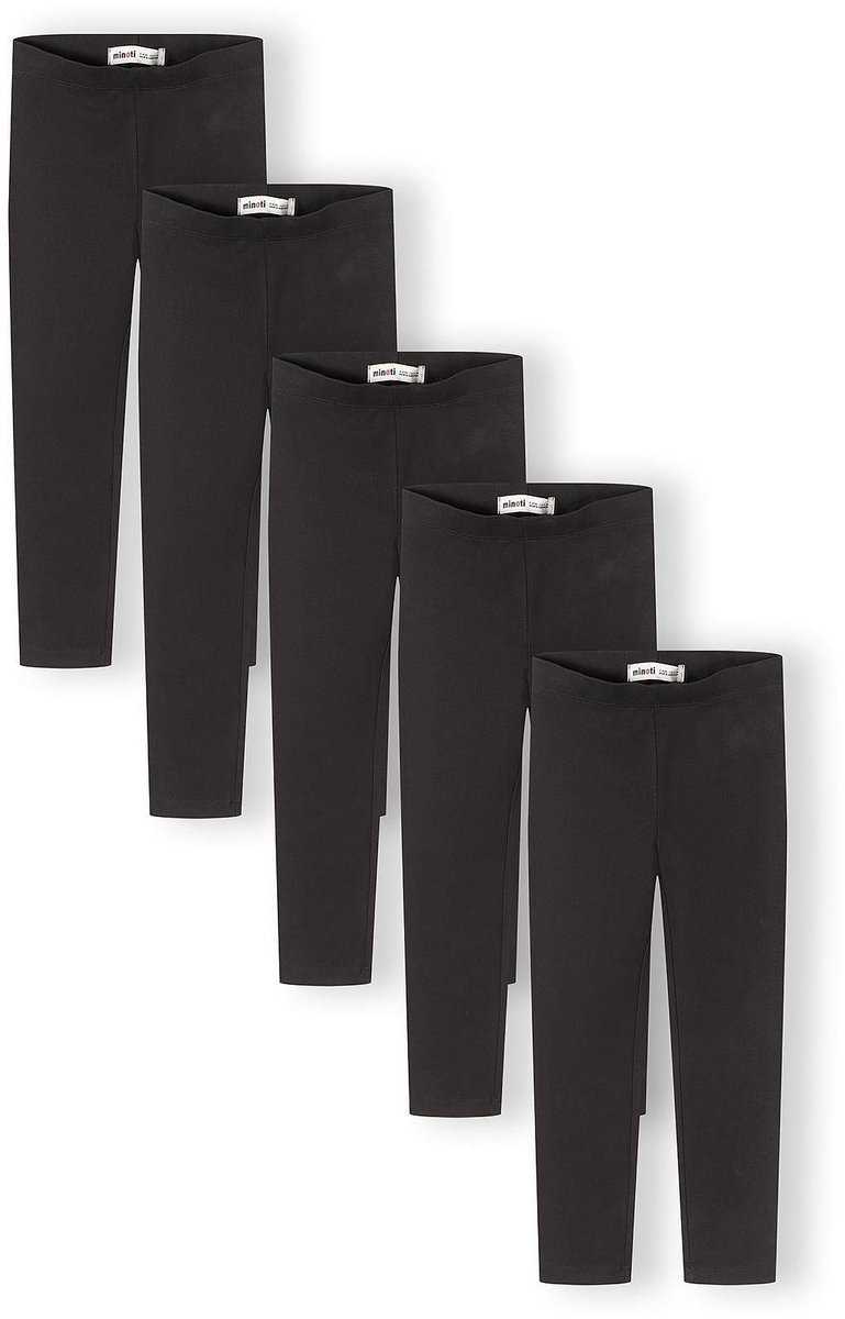 Minoti Meisjes Legging 5-pack - katoen - zwart