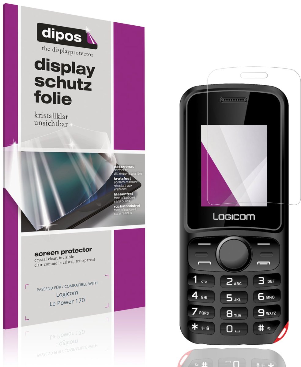 dipos – 4x Beschermfolie geschikt voor Logicom Le Power 170 | Krasbestendige & heldere Screenprotector Ultra-Thin