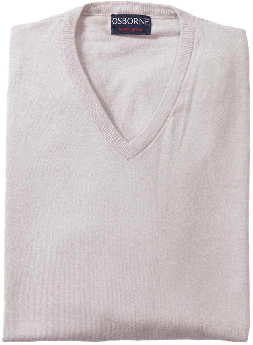 Osborne Knitwear Trui met V hals - Katoen - Light Grey 1 - M